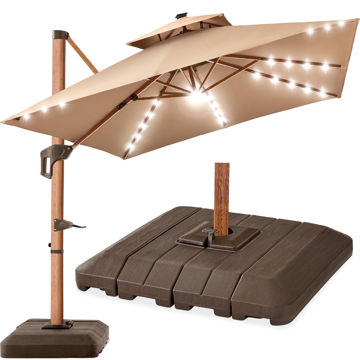 Outdoor Furniture With Umbrella - 10ft Square Cantilever Patio Umbrella w/Base