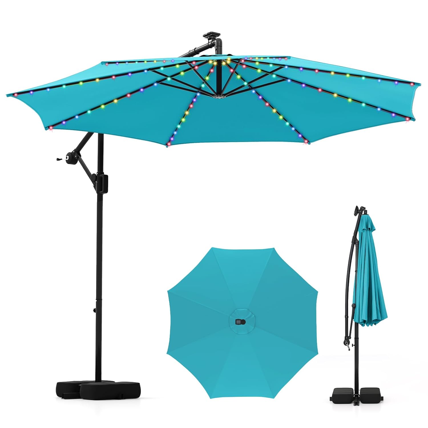 Outdoor Furniture With Umbrella - 10 FT Solar Patio Umbrella with