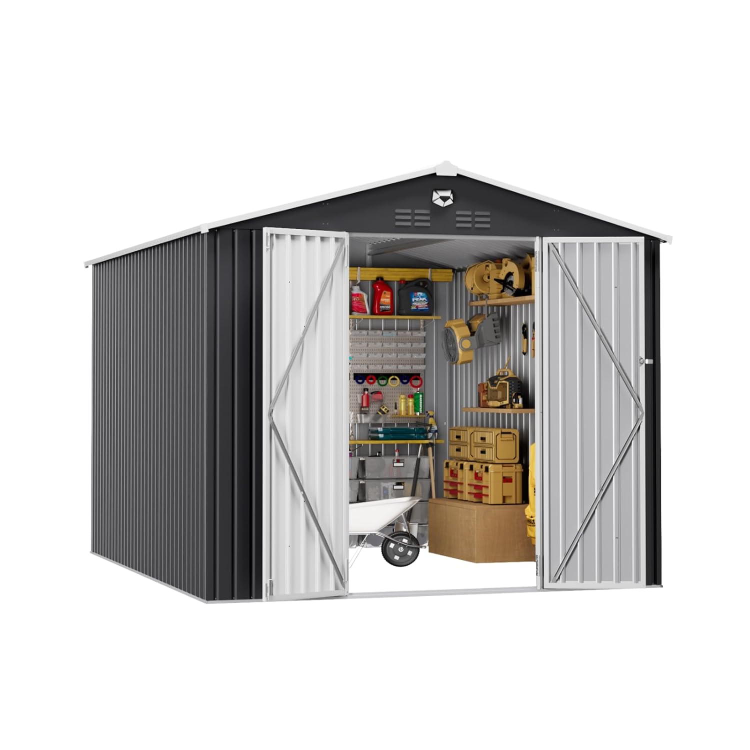 Outdoor Furniture Waterproof - 10x12 FT Metal Outdoor Storage Shed