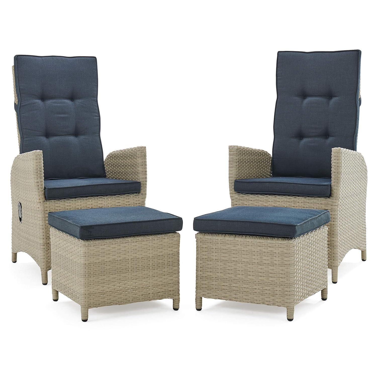 Outdoor Furniture Recliner Set - All-Weather Wicker Outdoor Recliner with Ottoman