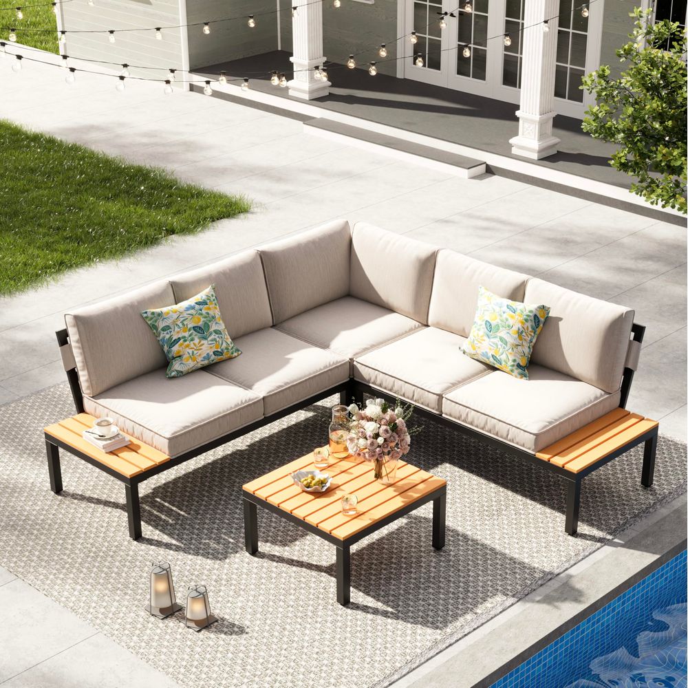 Outdoor Furniture Recliner Set - 4Piece Patio Furniture Set,Metal Outdoor Sectional
