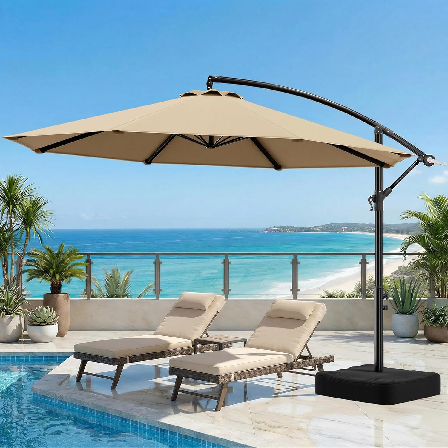 Outdoor Furniture With Umbrella - 10ft Cantilever Offset Patio Umbrella with