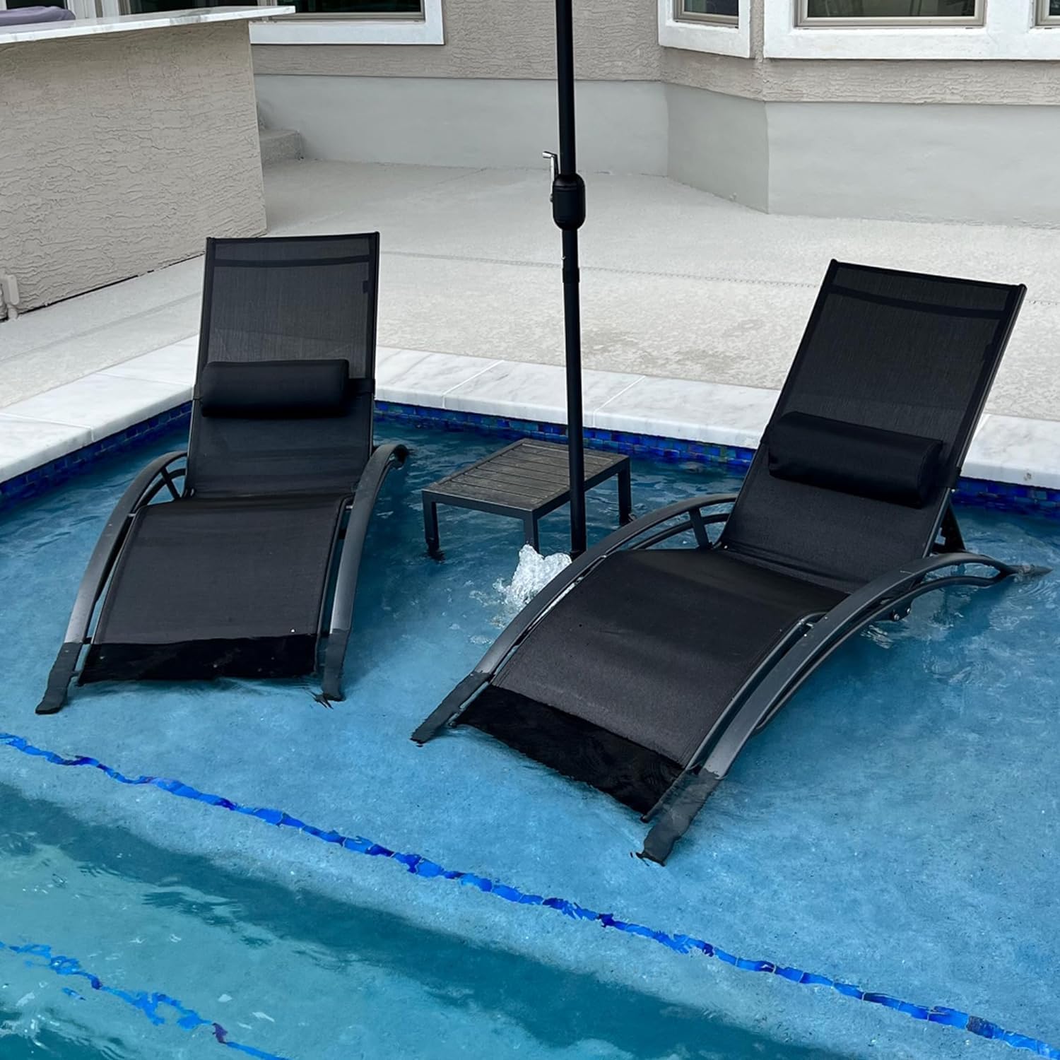 Outdoor Furniture Recliner Set - Set of 3 Patio Chaise Lounge