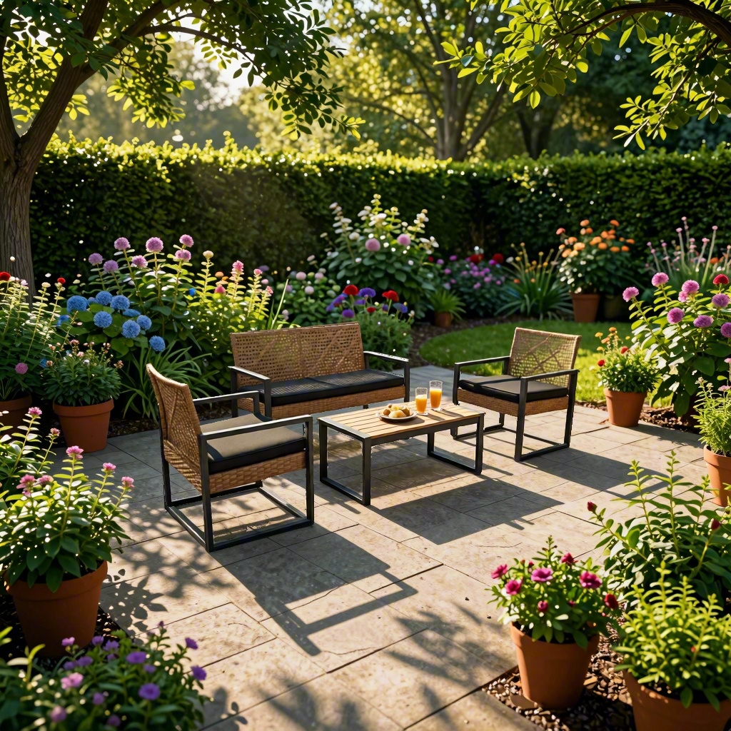 Outdoor Furniture On Sale - 4-Piece Modern Wicker Outdoor Furniture Set