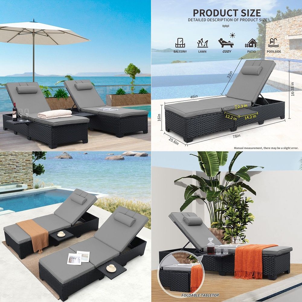 Outdoor Furniture Recliner Set - Outdoor Chaise Lounge Chairs for Outside