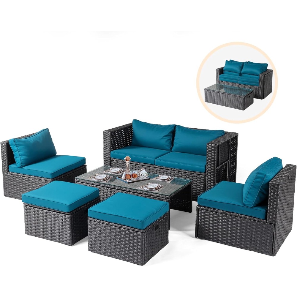 6 Pieces Wicker Patio Furnitur - Outdoor Furniture On Sale ulasan dan harga