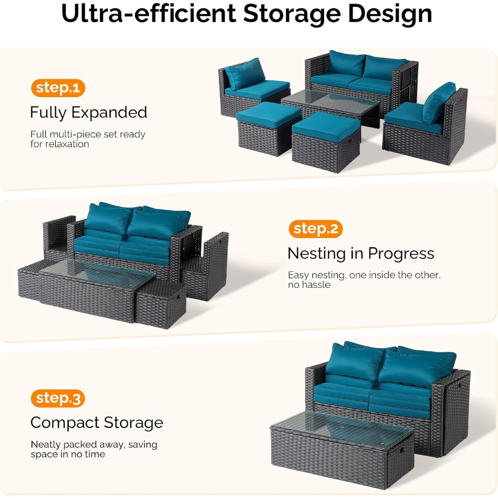6 Pieces Wicker Patio Furnitur - Outdoor Furniture On Sale ulasan dan harga