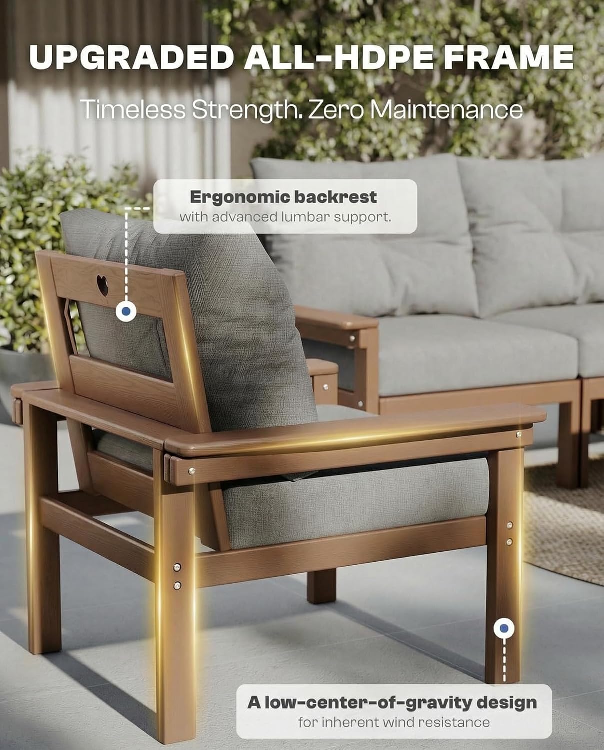 Teak HDPE Patio Sofa Set, 3-Pi - Outdoor Furniture On Sale ulasan dan harga