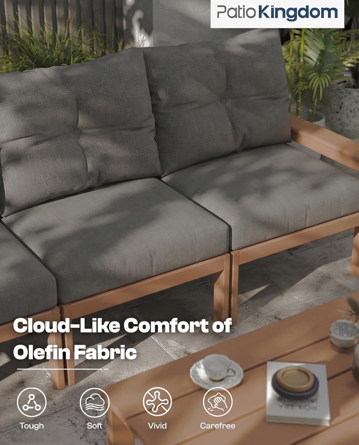 Teak HDPE Patio Sofa Set, 3-Pi - Outdoor Furniture On Sale ulasan dan harga