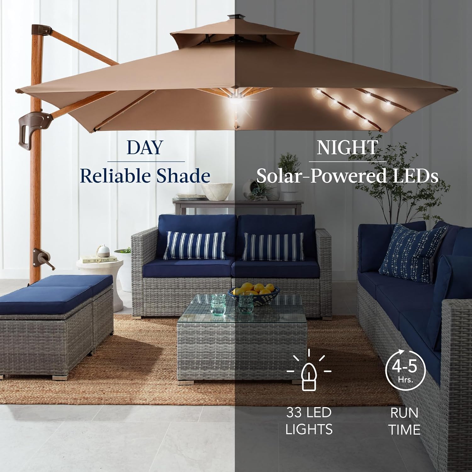 10ft Square Cantilever Patio U - Outdoor Furniture With Umbrella ulasan dan harga
