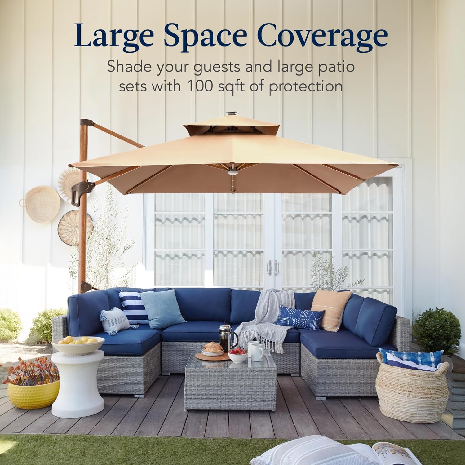 10ft Square Cantilever Patio U - Outdoor Furniture With Umbrella ulasan dan harga