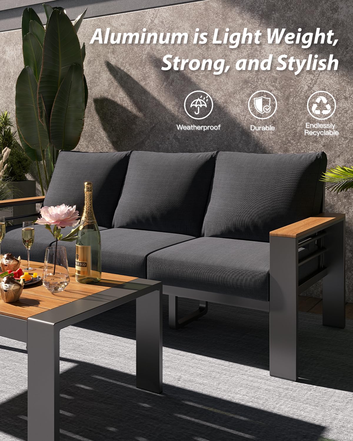 Aluminum 5 Seat Outdoor Sectio - Outdoor Furniture On Sale ulasan dan harga