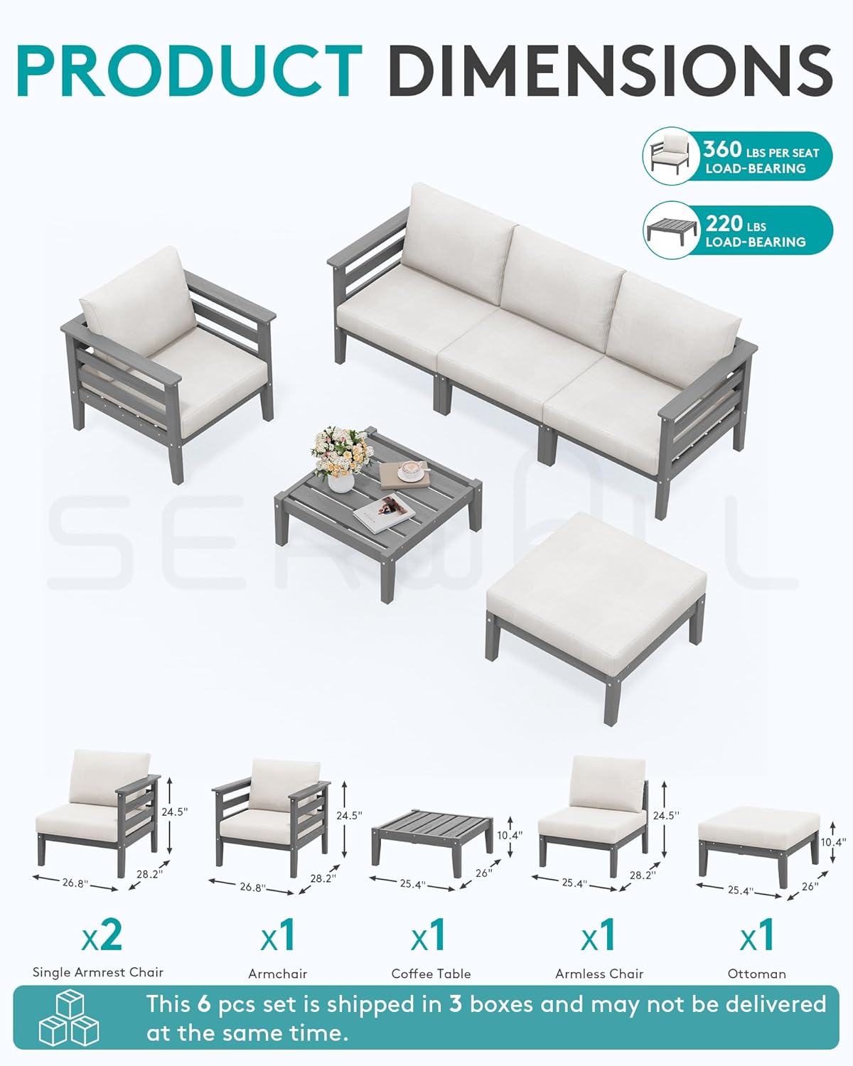 HDPE Patio Furniture Set, 6 Pi - Outdoor Furniture On Sale ulasan dan harga