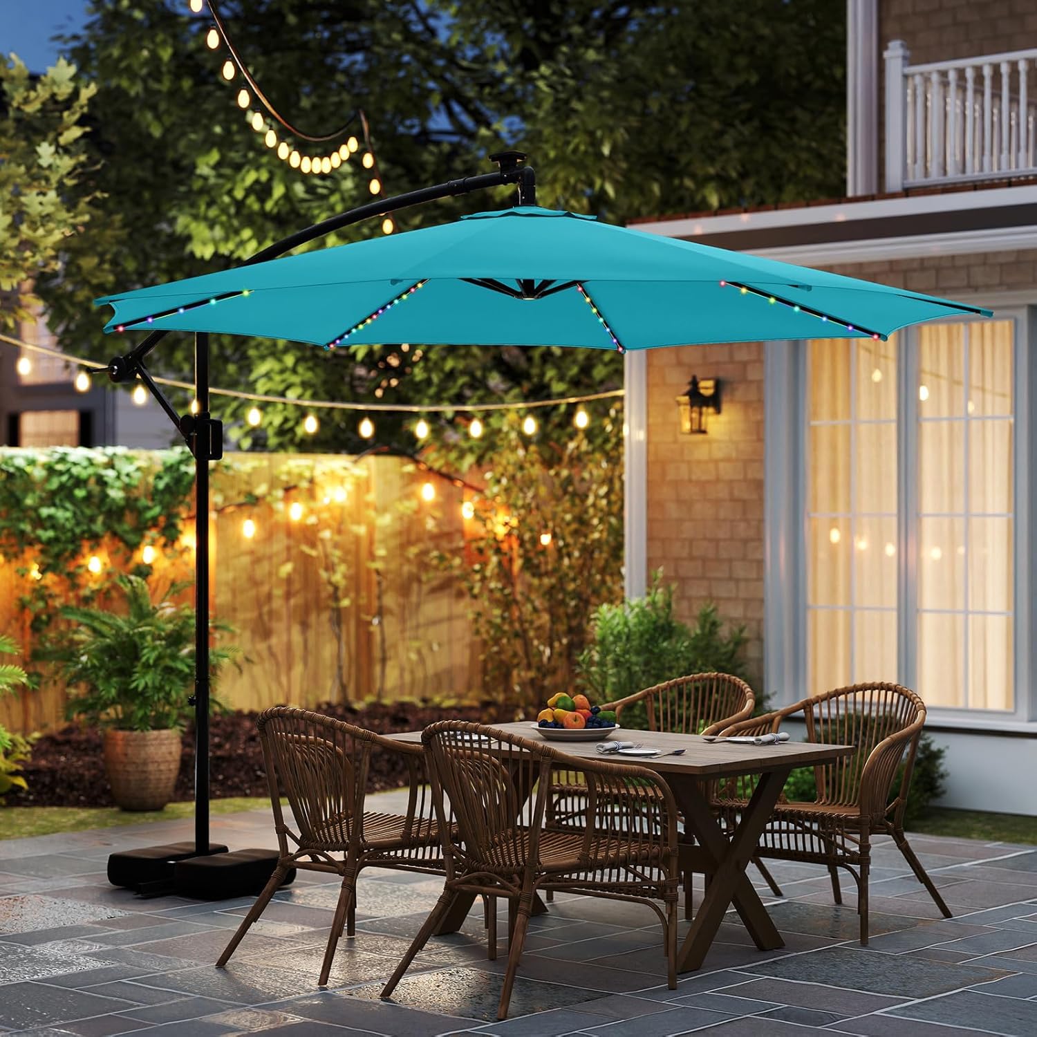 10 FT Solar Patio Umbrella wit - Outdoor Furniture With Umbrella ulasan dan harga