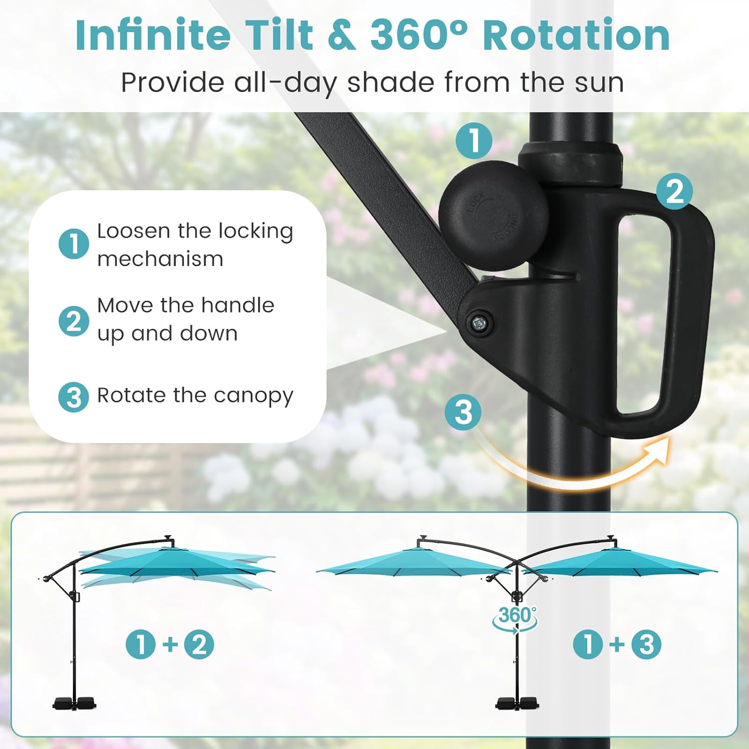 10 FT Solar Patio Umbrella wit - Outdoor Furniture With Umbrella ulasan dan harga
