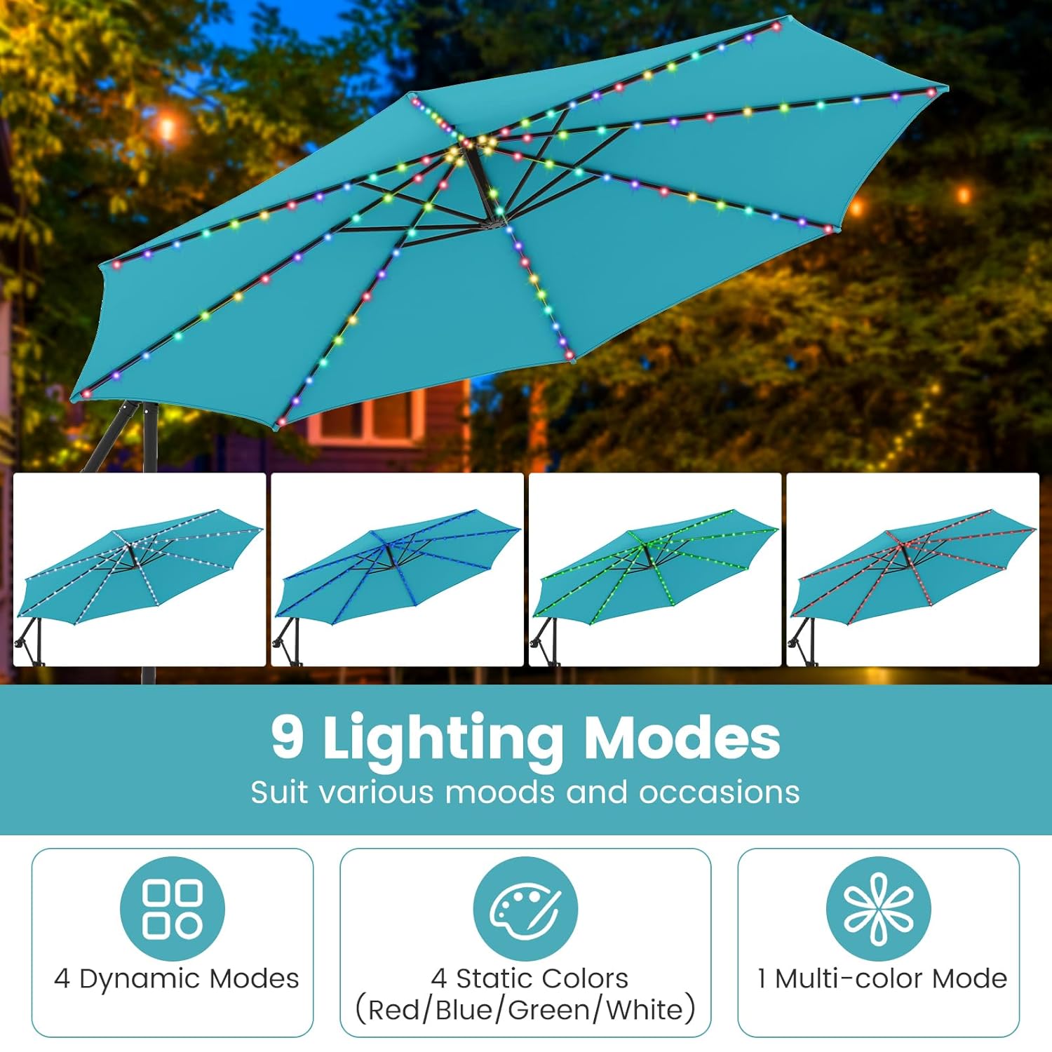 10 FT Solar Patio Umbrella wit - Outdoor Furniture With Umbrella ulasan dan harga
