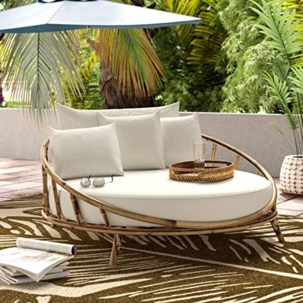 ZEW Rattan Bamboo Round Daybed - Outdoor Furniture On Sale ulasan dan harga