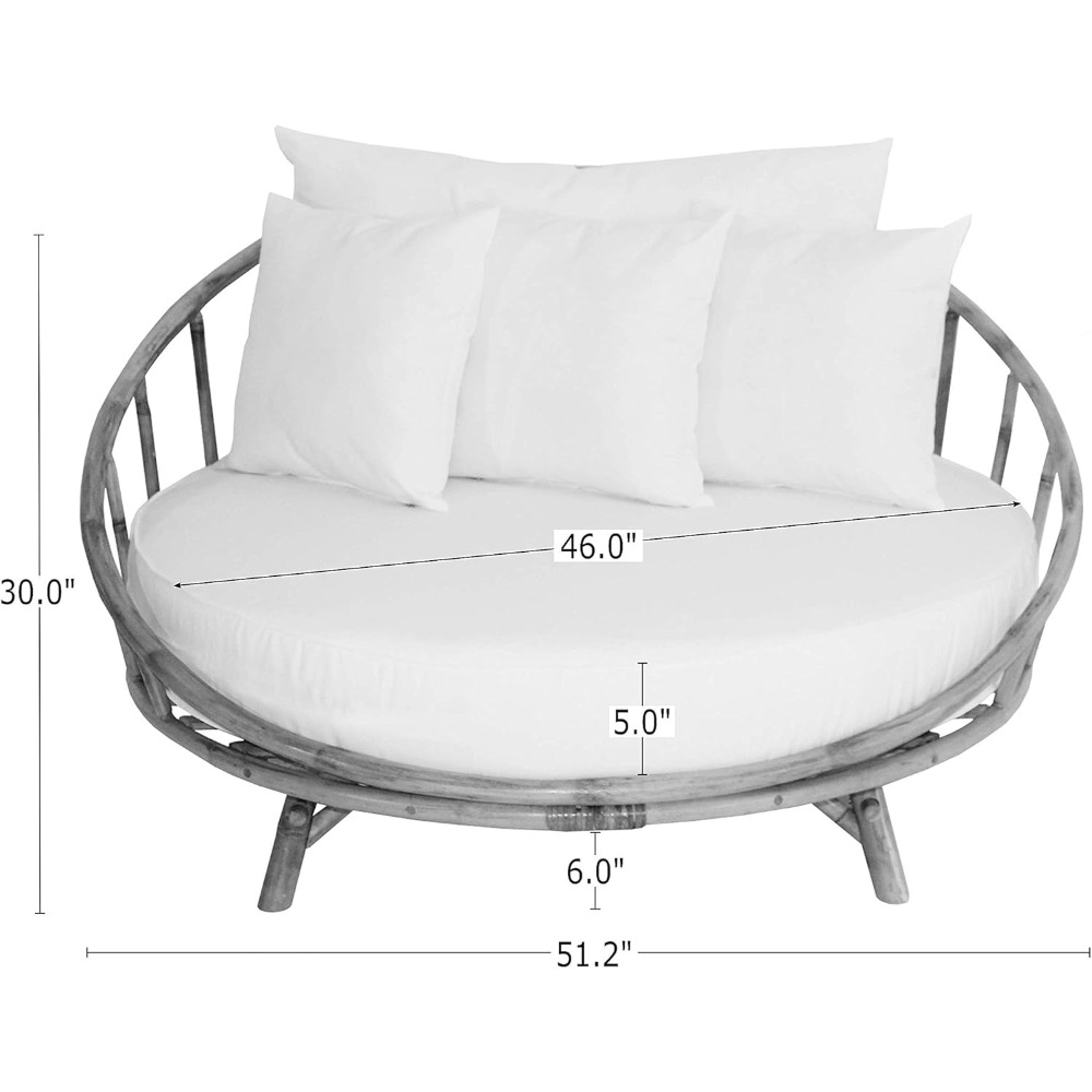 ZEW Rattan Bamboo Round Daybed - Outdoor Furniture On Sale ulasan dan harga