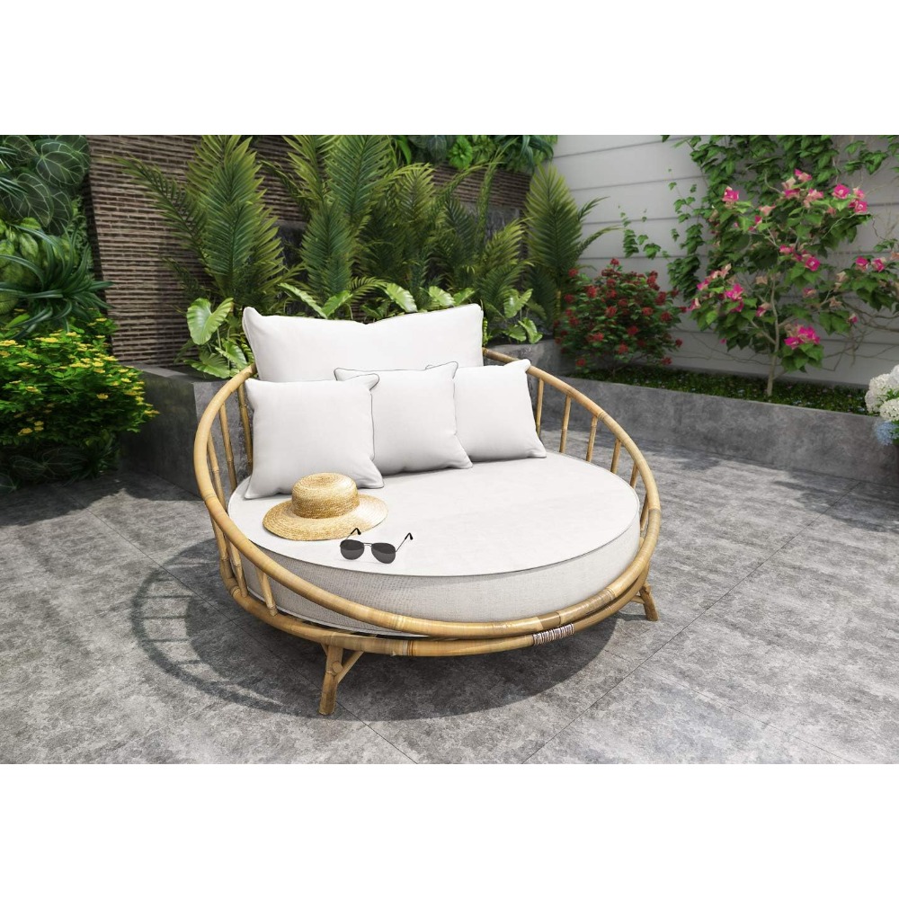 ZEW Rattan Bamboo Round Daybed - Outdoor Furniture On Sale ulasan dan harga