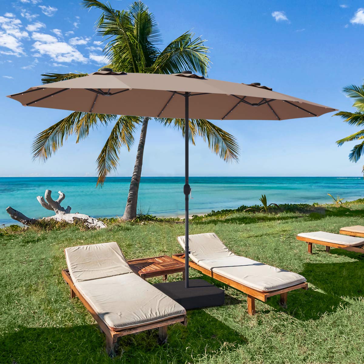 15 Ft Solar Patio Umbrella wit - Outdoor Furniture With Umbrella ulasan dan harga