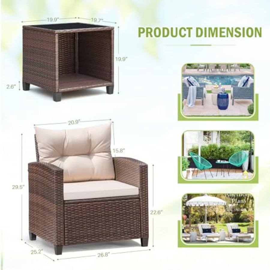 Devoko 3 Pieces Patio Furnitur - Outdoor Furniture Patio ulasan dan harga