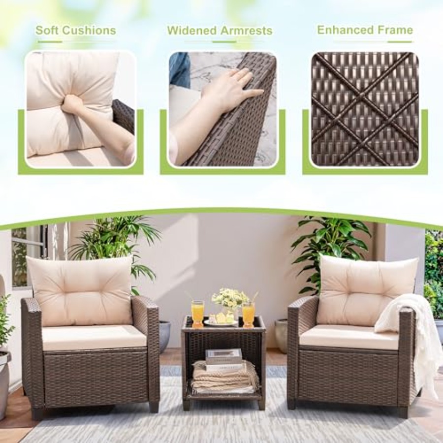Devoko 3 Pieces Patio Furnitur - Outdoor Furniture Patio ulasan dan harga