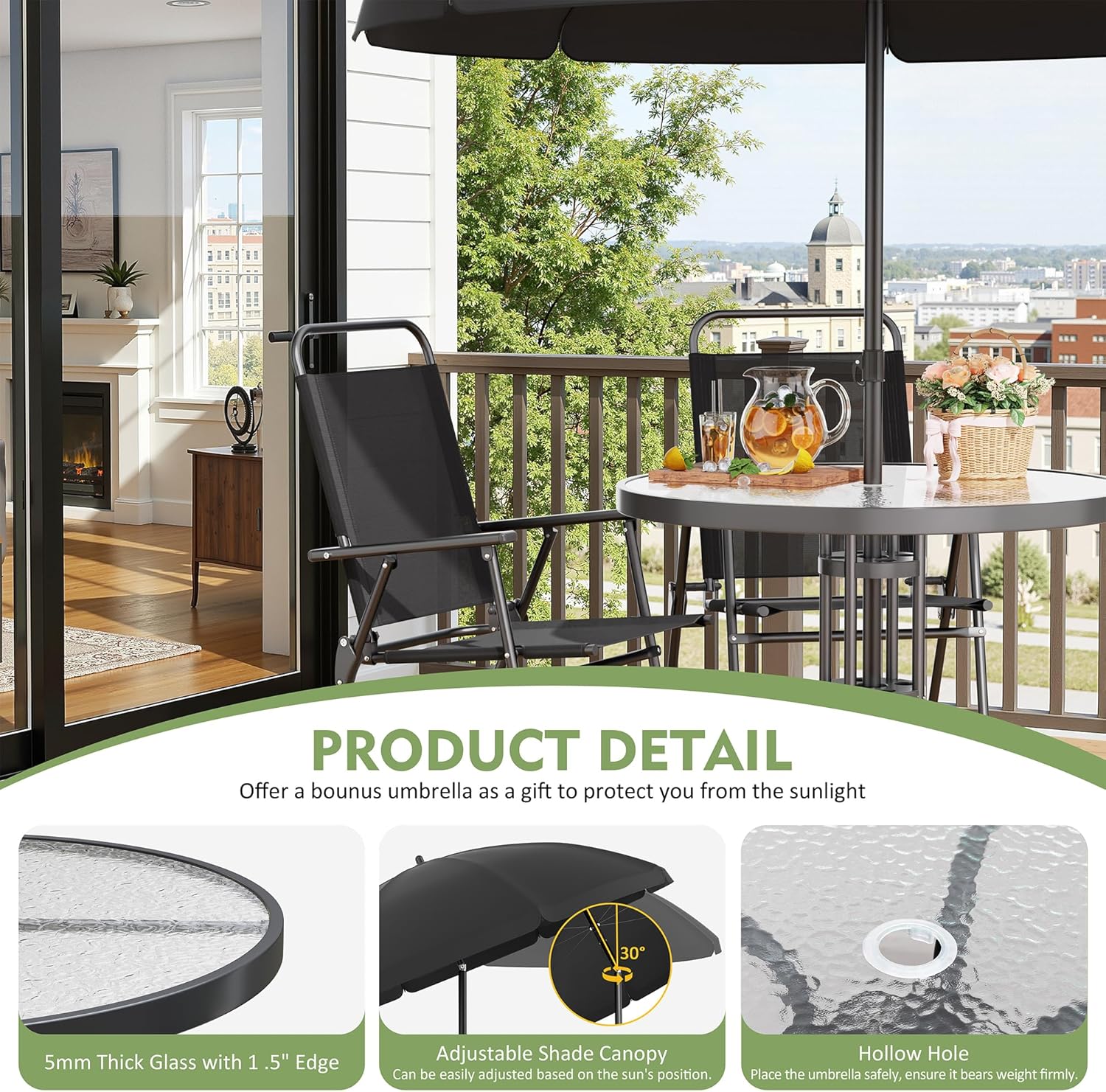 6-Piece Outdoor Patio Dining S - Outdoor Furniture With Umbrella ulasan dan harga