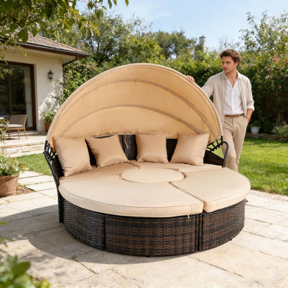 Outdoor Patio Round Daybed wit - Outdoor Furniture Patio ulasan dan harga