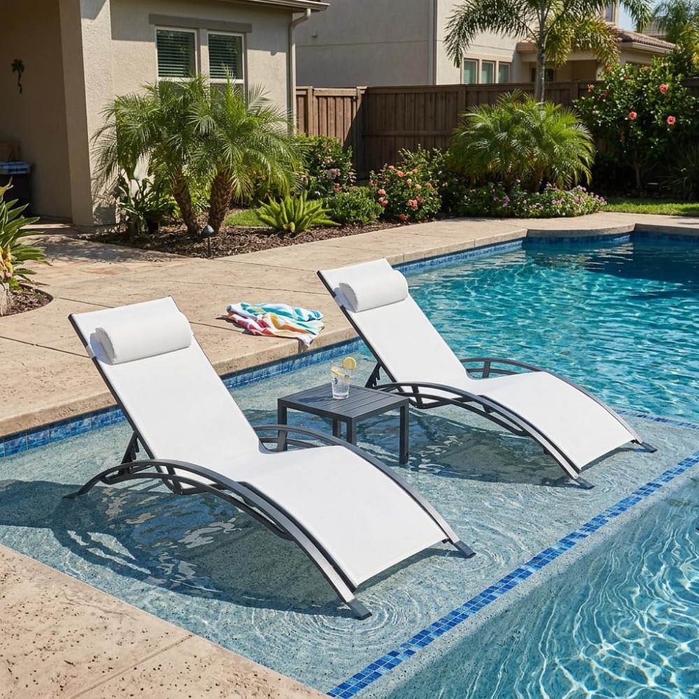 Patio Chaise Lounge Set of 3 O - Outdoor Furniture Recliner Set ulasan dan harga
