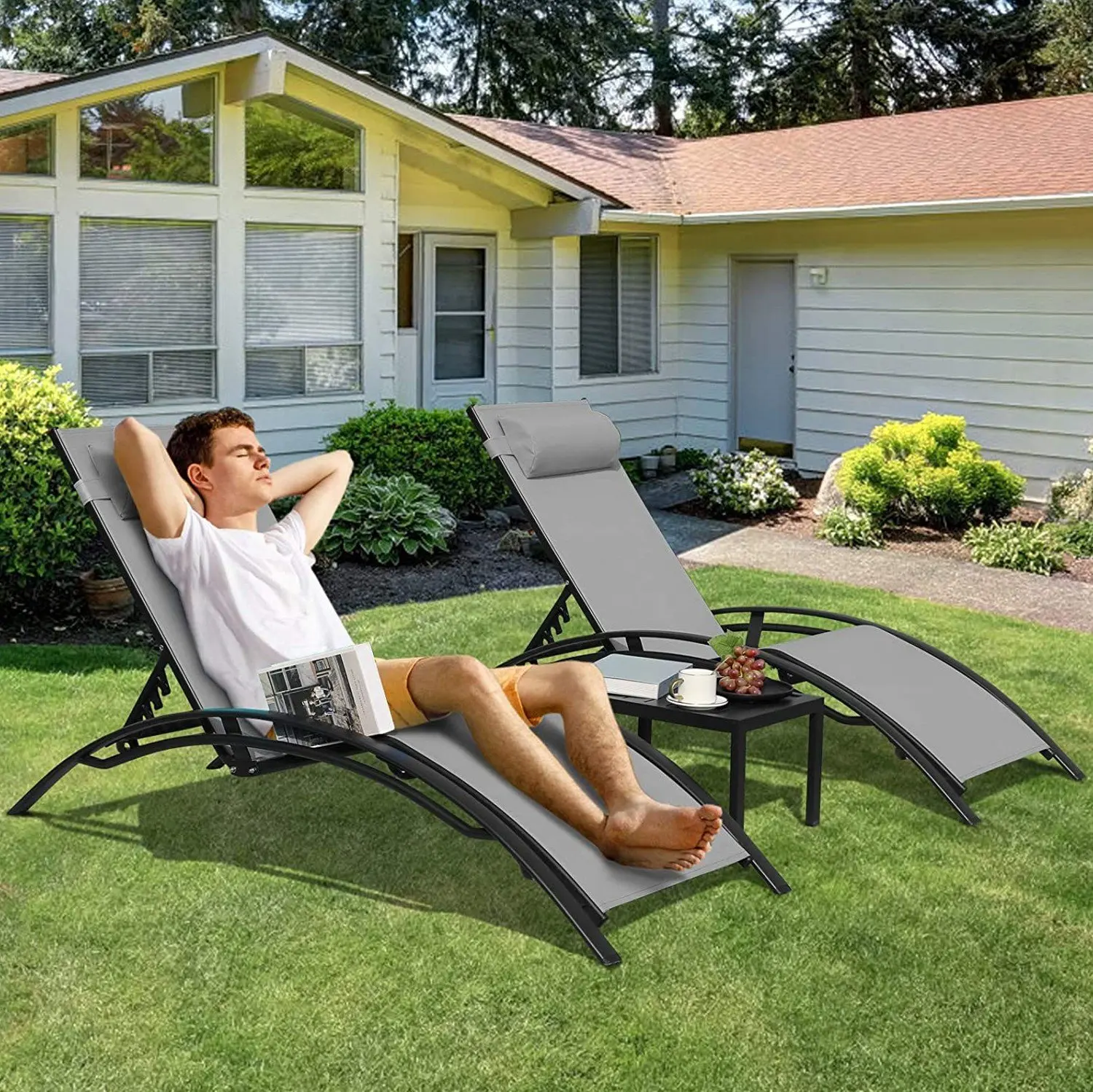 Aluminum Lounge Chair for Outs - Outdoor Furniture Recliner Set ulasan dan harga