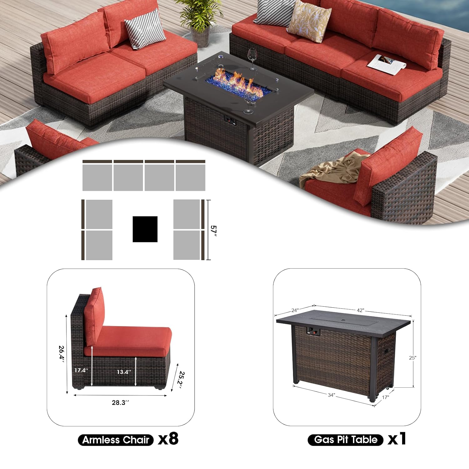 9 Pieces Outdoor Sectional Pat - Outdoor Furniture On Sale ulasan dan harga