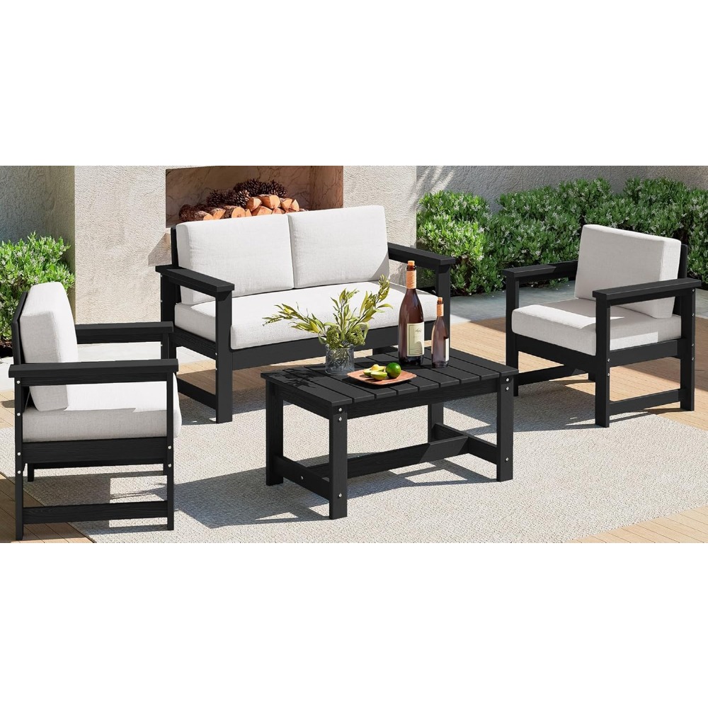4 Pieces HDPE Outdoor Sofa Set - Outdoor Furniture On Sale ulasan dan harga