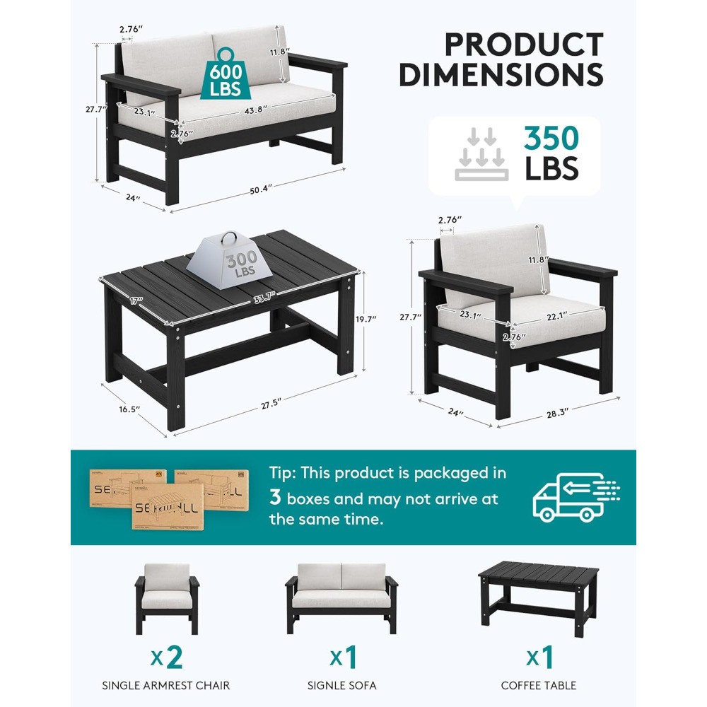 4 Pieces HDPE Outdoor Sofa Set - Outdoor Furniture On Sale ulasan dan harga