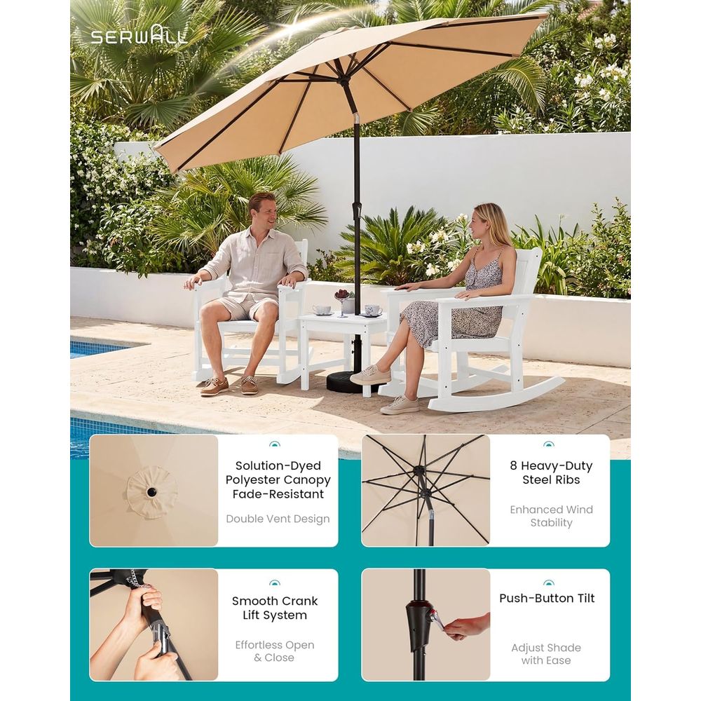 2-Piece Outdoor Rocking Chairs - Outdoor Furniture With Umbrella ulasan dan harga