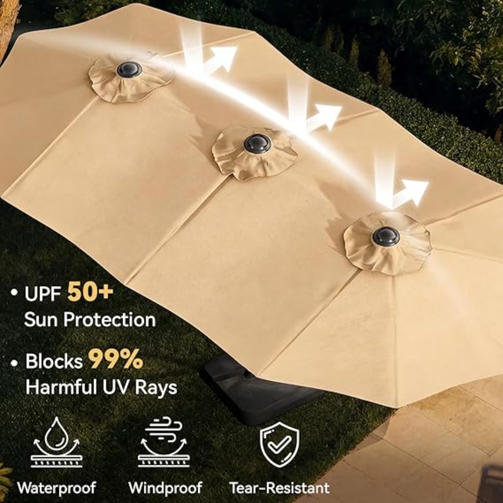 15ft Patio Umbrella with Base  - Outdoor Furniture With Umbrella ulasan dan harga