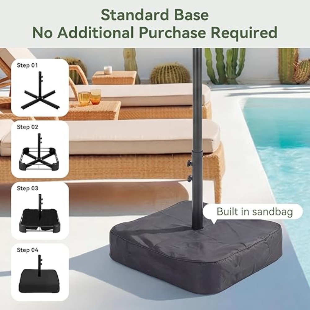 15ft Patio Umbrella with Base  - Outdoor Furniture With Umbrella ulasan dan harga