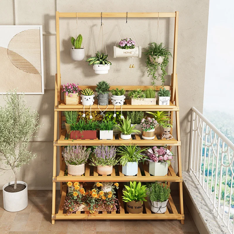 Solid Wood Flower Shelf Plant  - Outdoor Furniture Wooden ulasan dan harga