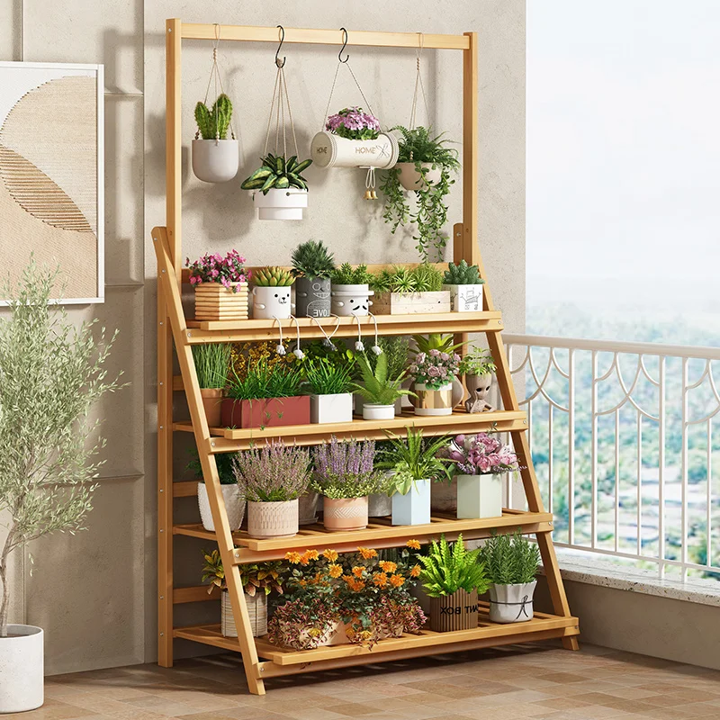 Solid Wood Flower Shelf Plant  - Outdoor Furniture Wooden ulasan dan harga