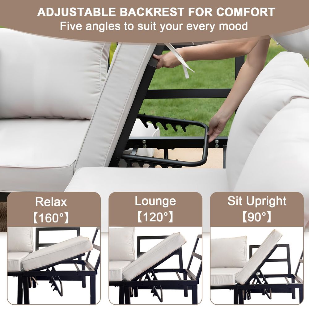4Piece Patio Furniture Set,Met - Outdoor Furniture Recliner Set ulasan dan harga