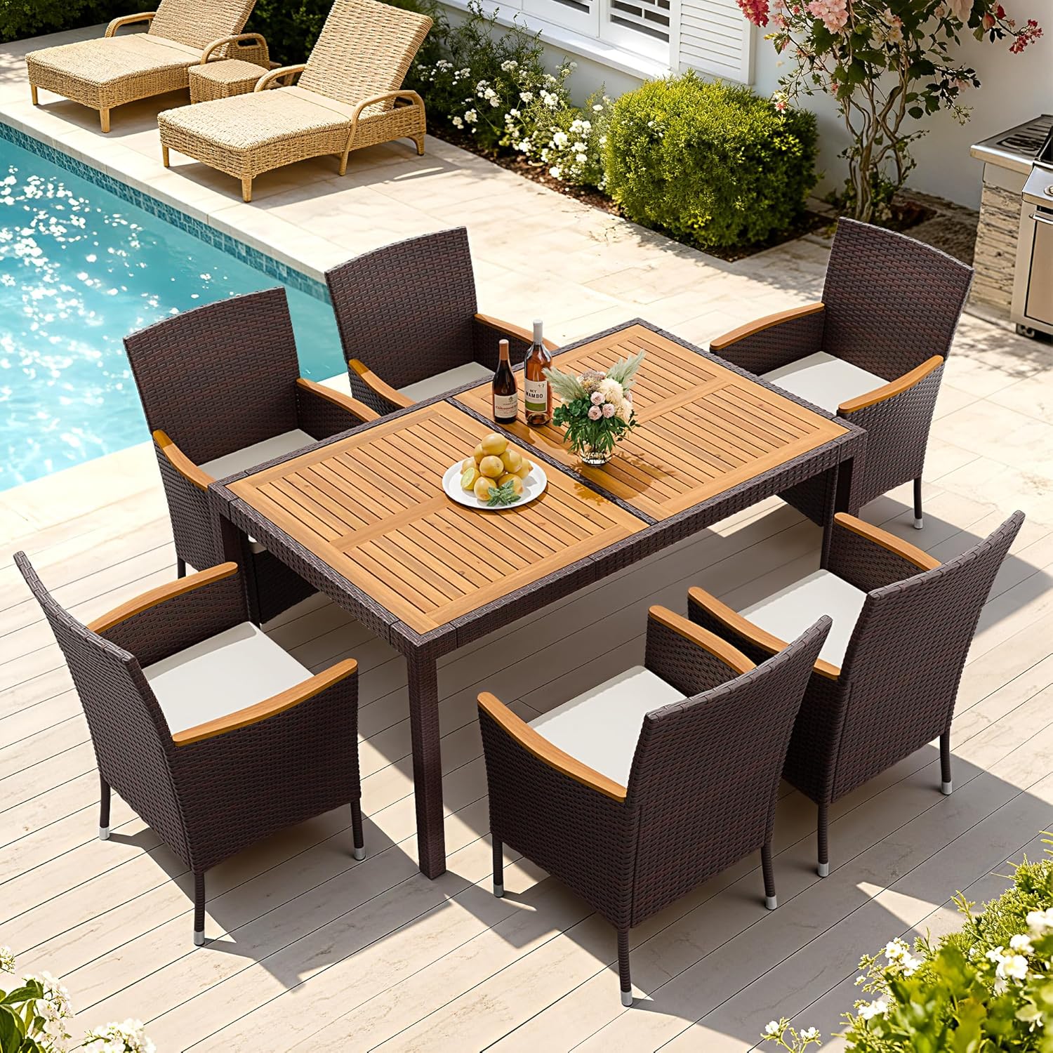 7 Piece Patio Dining Set Acaci - Outdoor Furniture On Sale ulasan dan harga