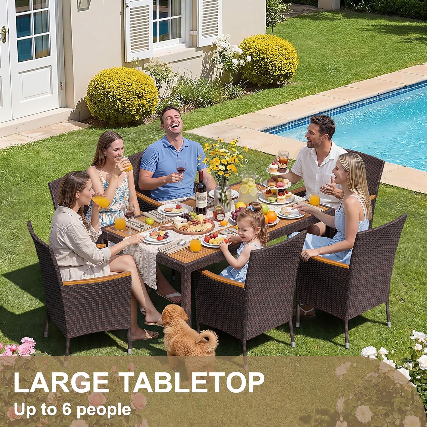 7 Piece Patio Dining Set Acaci - Outdoor Furniture On Sale ulasan dan harga