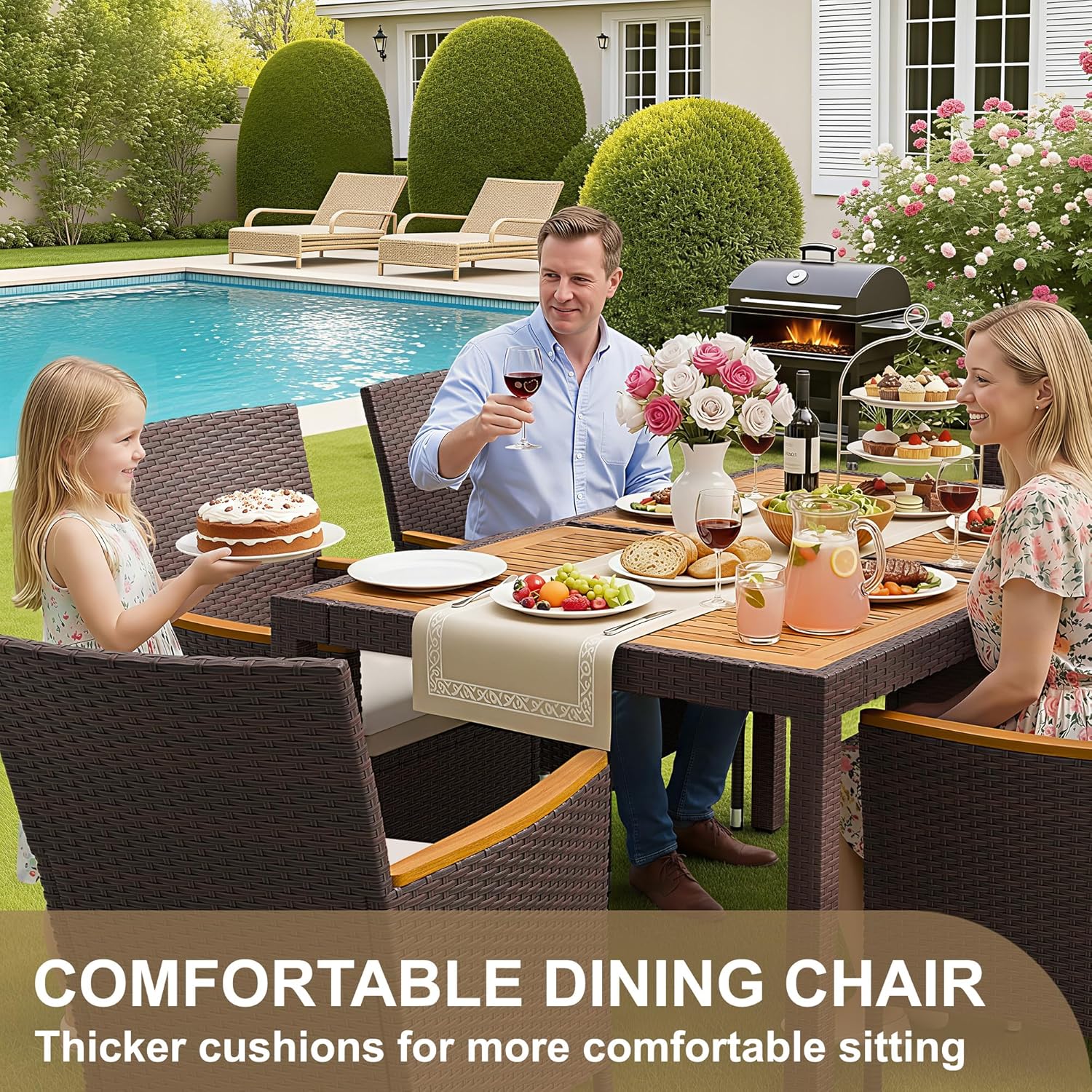 7 Piece Patio Dining Set Acaci - Outdoor Furniture On Sale ulasan dan harga
