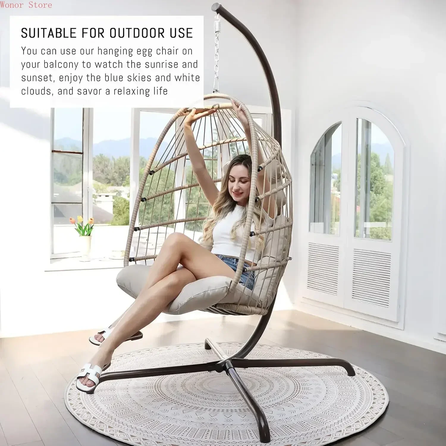 Outdoor Swing Egg Chair with S - Outdoor Furniture Wooden ulasan dan harga