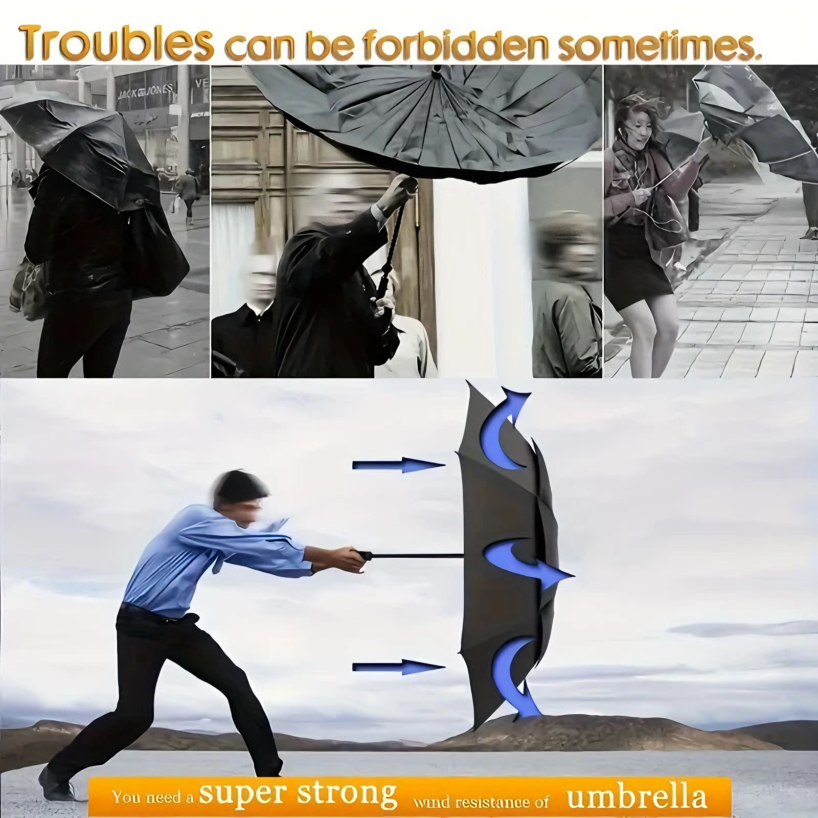 Double Strong Wind Resistant U - Parasol Umbrella Large ulasan dan harga