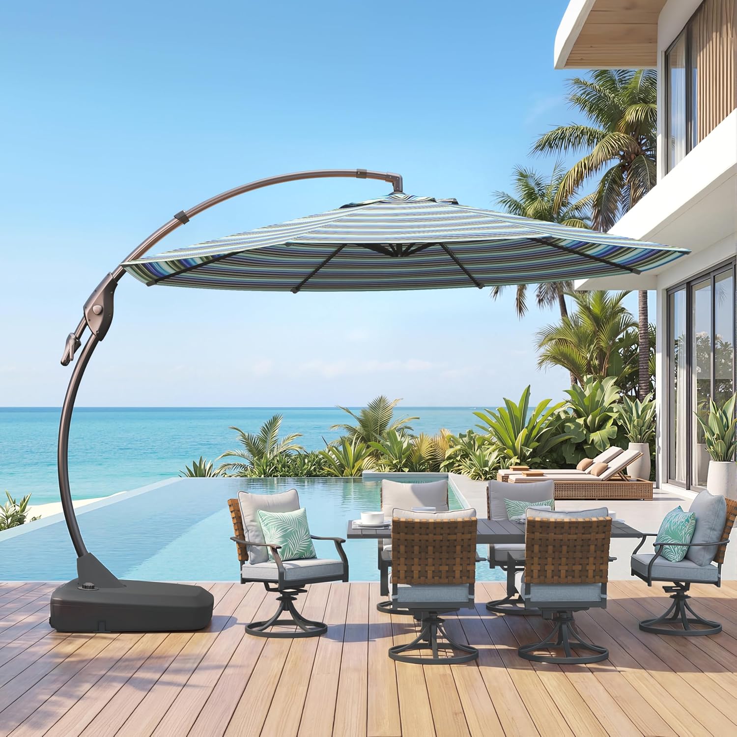 11 FT Large round Aluminum Can - Outdoor Furniture With Umbrella ulasan dan harga