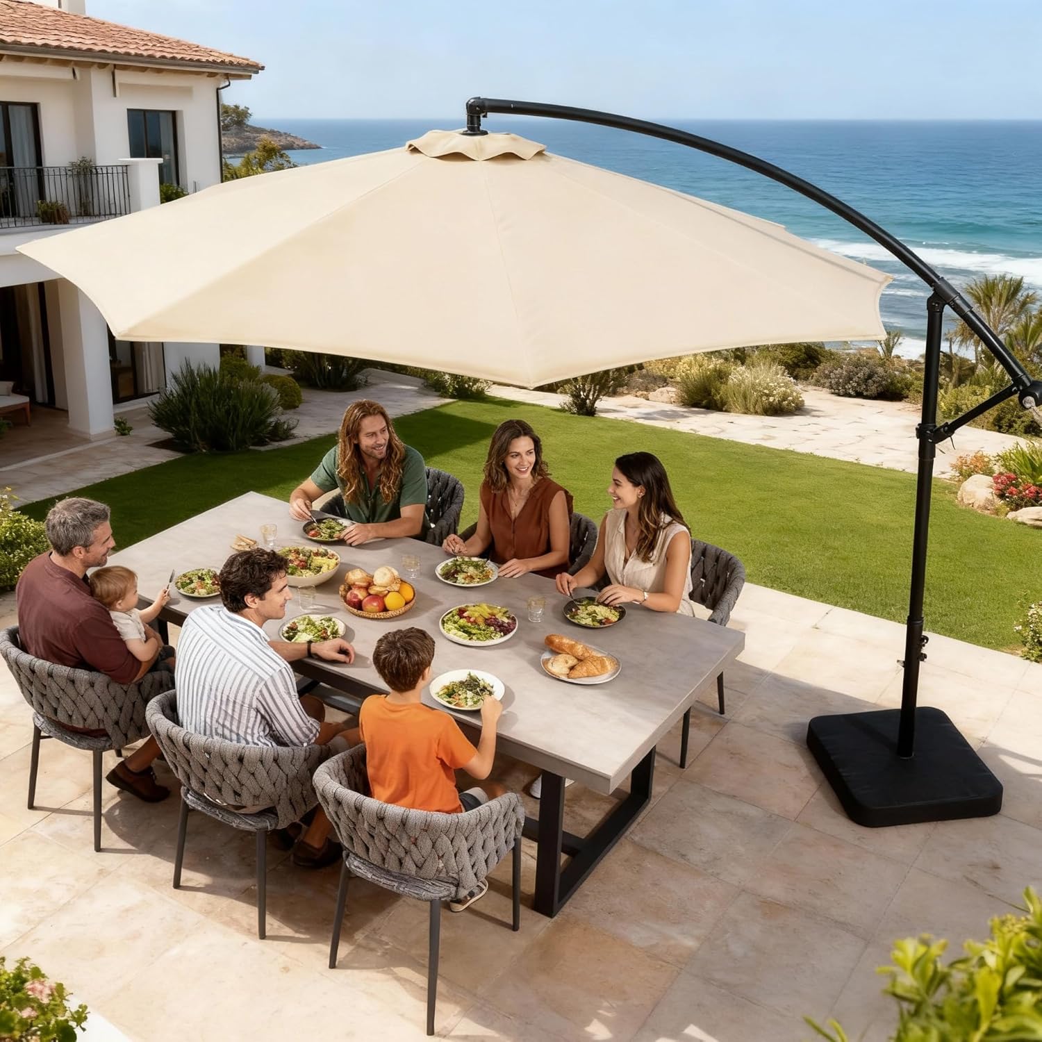 10ft Cantilever Offset Patio U - Outdoor Furniture With Umbrella ulasan dan harga