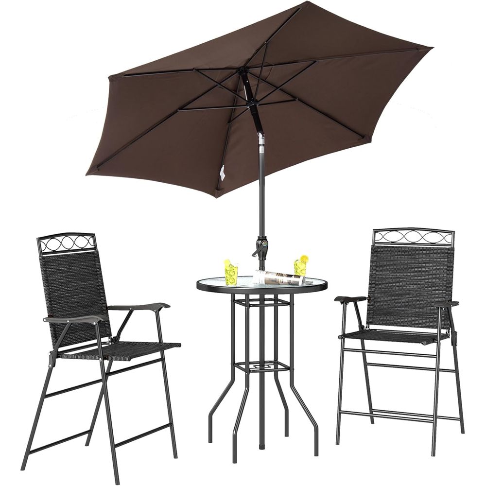 4 Piece Outdoor Patio Dining F - Outdoor Furniture With Umbrella ulasan dan harga