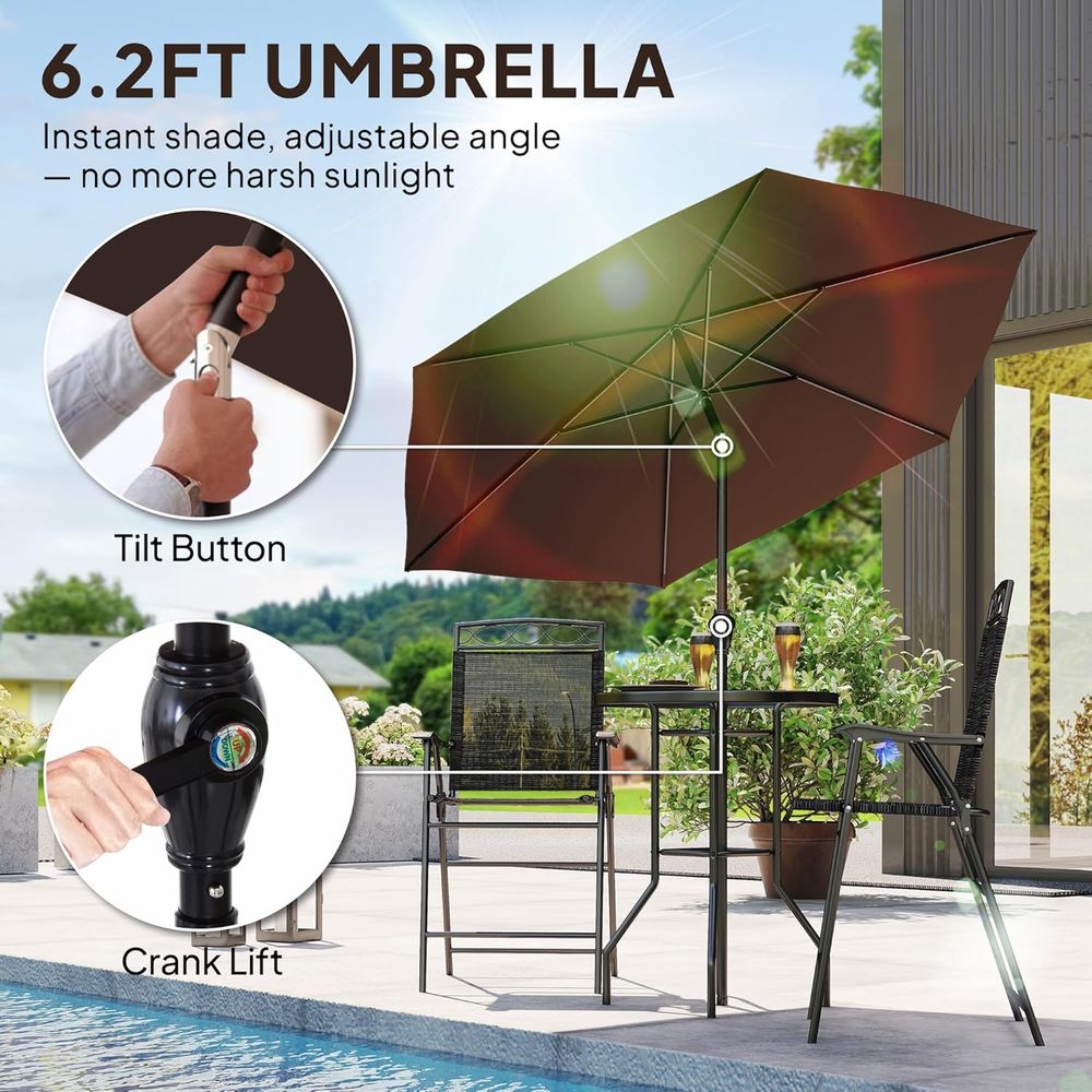 4 Piece Outdoor Patio Dining F - Outdoor Furniture With Umbrella ulasan dan harga