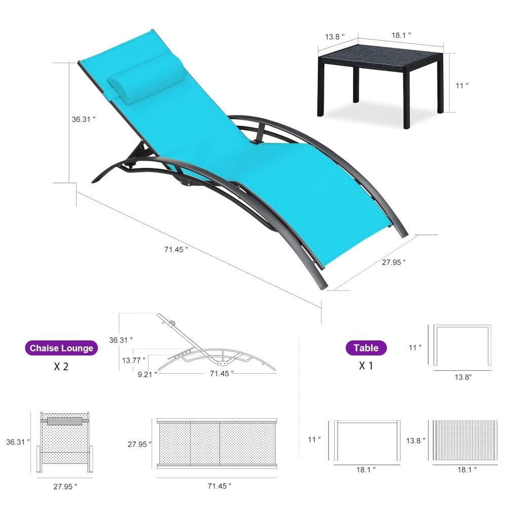 Patio Oversized Chaise Lounge  - Outdoor Furniture Recliner Set ulasan dan harga