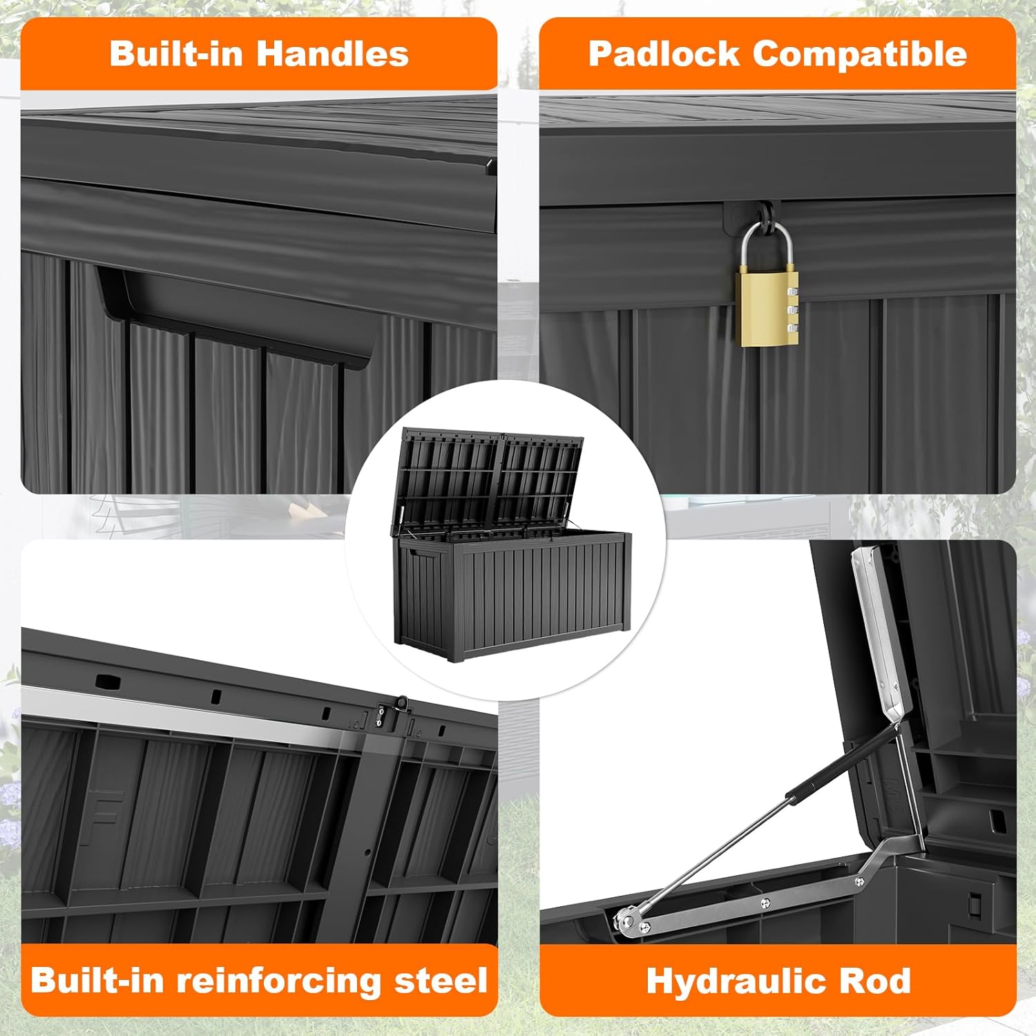 180Gal Lockable Resin Deck Box - Outdoor Furniture Waterproof ulasan dan harga